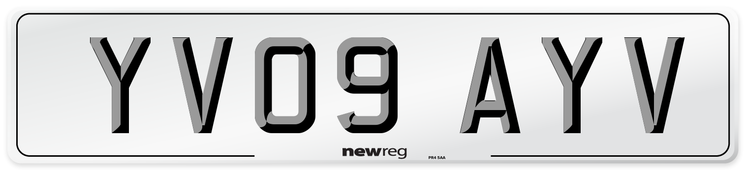 YV09 AYV Number Plate from New Reg